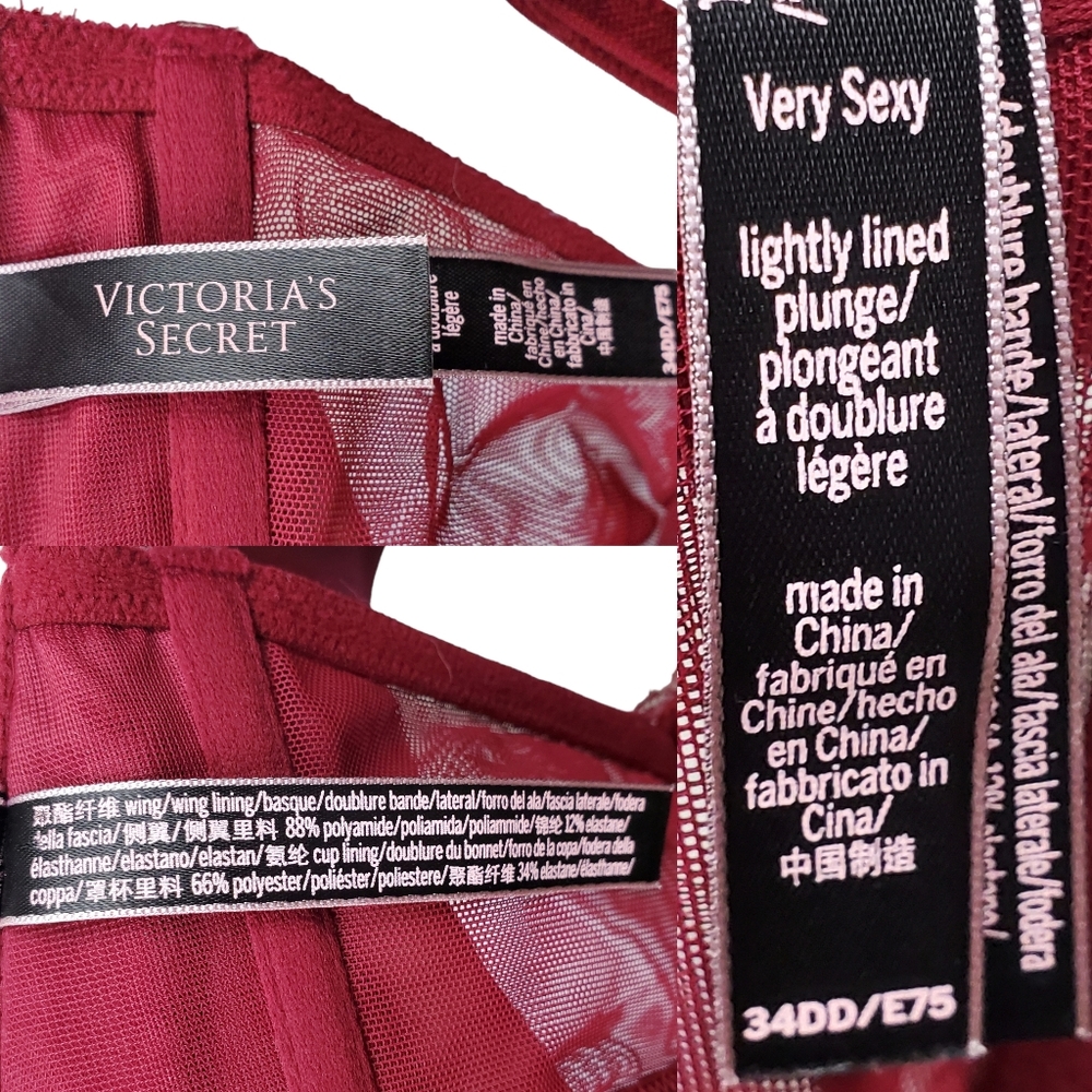 Victoria's Secret Very Sexy Lightly Lined Plunge Racerback Bra Size 34DD - Picture 6 of 6